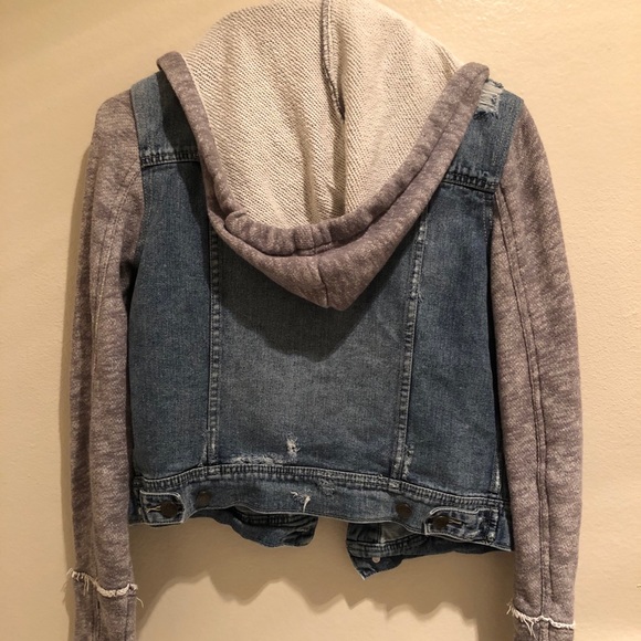 Free People Knit Hooded Denim Jacket - Picture 7 of 8